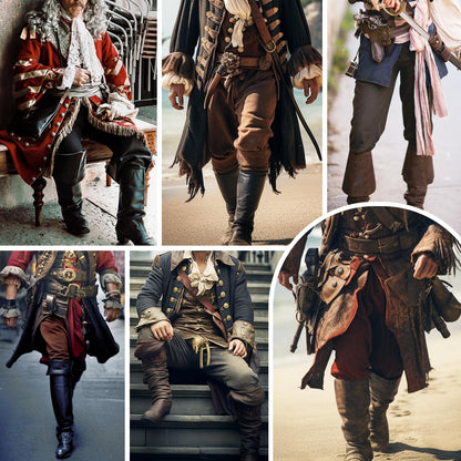 Century Star Renaissance Costume Men's Pirate Pants Medieval Pants Ren Faire Costumes Viking Colonial Steampunk Gothic Halloween Cosplay Trousers with Drawstrings Ankle Banded Wine Red Medium