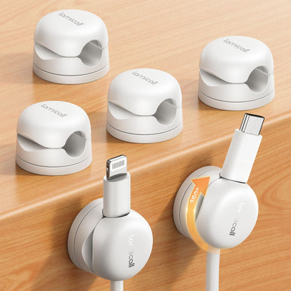 6Pack Rotatable Cord Organizer Cable Clips - Lamicall [1s Lock] Spring Cord Holder, Desk Phone Charger Cable Management, Wire Keeper for Nightstand, Office Accessories & Desk Organizers