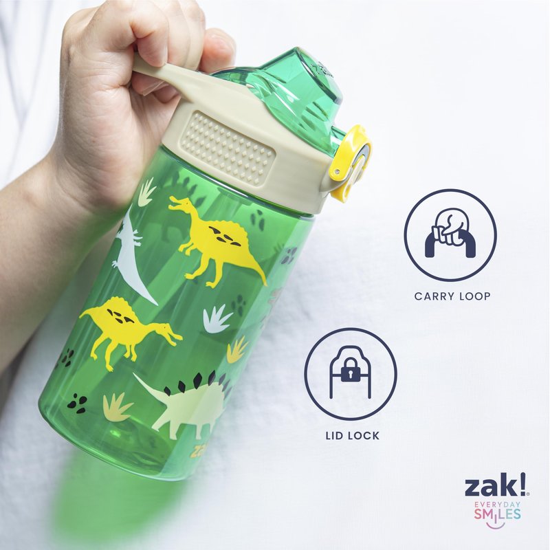 Zak Designs Sanrio Sage Kids Water Bottle For School or Travel, 16oz Durable Plastic Water Bottle With Straw, Handle, and Leak-Proof, Pop-Up Spout Cover (Hello Kitty)