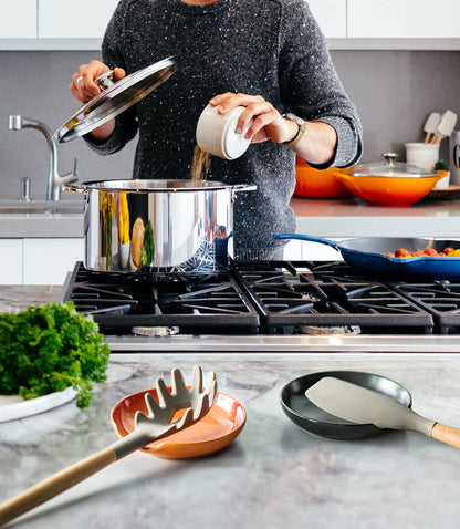 LYEOBOH Spoon Rest for Stove Top, Ceramic Kitchen Spoon Holder, 5 Inch Cute Fall Spoon Rest Cooking Ladles Rest for Spatula, Housewarming, Christmas, Mother's Day Gifts, Orange, PC1