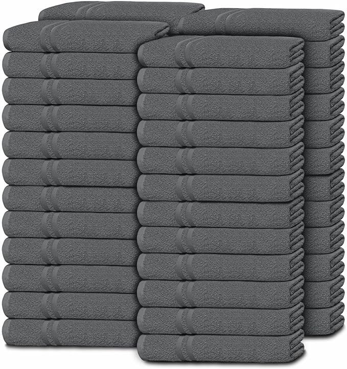 Wealuxe Dark Gray Washcloths 48 Pack