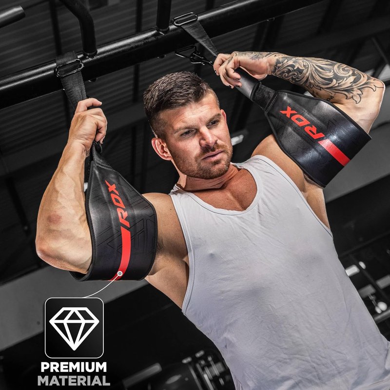 RDX AB Straps for Pull Up Bar - Maya Hide Leather Arm Support Slings for Abdominal Muscle Building | Padded D-Ring Design