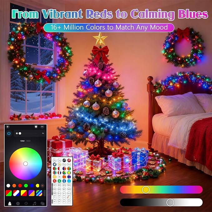 Smart Color Changing Christmas Lights, 88FT 240LED App Control RGB LED String Light with Remote & Timer, Twinkle Smart String Lights Waterproof Christmas Decorations