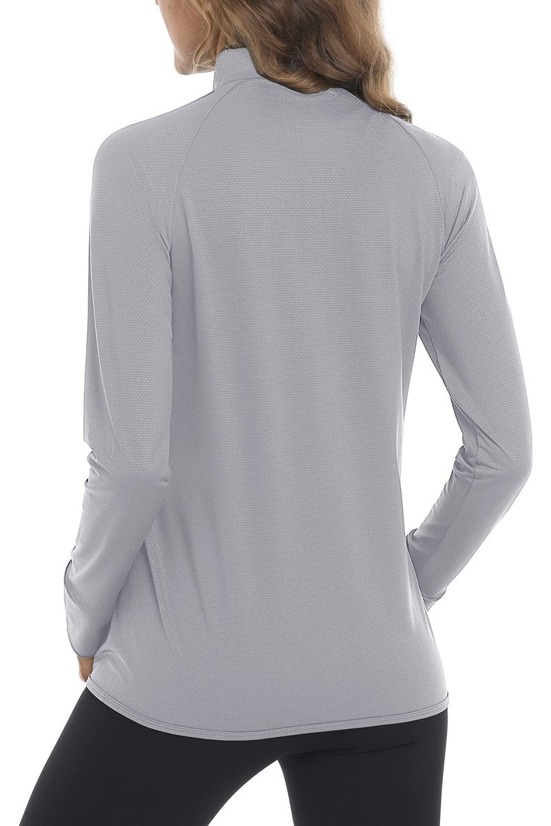 MAGCOMSEN Lightweight Jacket for Women UV Protection Long Sleeve Shirts Quick Dry Running Hiking Shirts Light Grey L