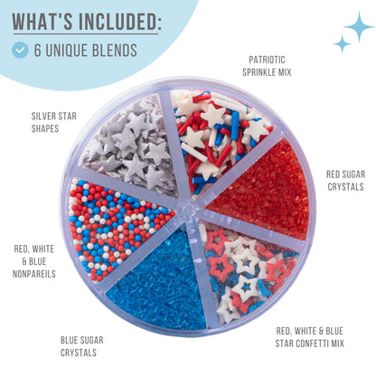 Sweets Indeed Valentines Sprinkles 6-Cell Jar | Heart Sprinkles, Red White Pink Jimmies & Sanding Sugar | Baking & Decorating | 6.45 ounces