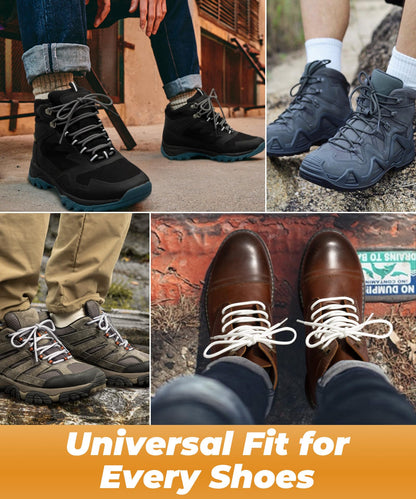 Handshop 2 Pairs Round Boots Shoelaces 4 MM Athletic Replacement Shoe Laces 30-63” Shoestrings For Running Sporting Walking Black 114