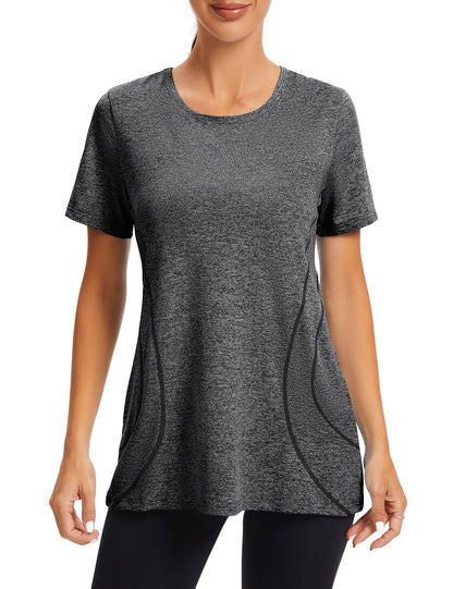 Fitness Yoga Shirts Tops for Women,Cucuchy Juniors Workout Clothes Cute Short Sleeve Round Neck Casual Tee Shirt Flowy Athletic Wear Fast Fit Hiking Running Sport Clothing Funny Outfit Black M