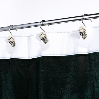 Jetec 12 Pcs Skull Shower Curtain Hooks Halloween Shower Rings Decorative Skeleton Curtain Hook Rings Stainless Steel Bathroom Hooks with Skull Decor for Home Halloween (Spooky Style)