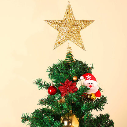 Blulu 10 Inches Gold Christmas Star Topper Xmas Tree Topper Glitter Treetop Star for Christmas