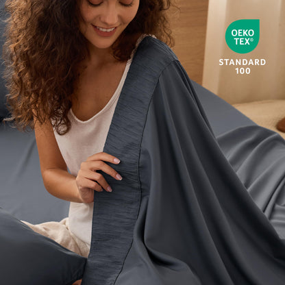 Bedsure Twin Sheets Set - 3 Pieces Soft Twin Bed Sheets - Breathable & Cooling - Hotel Luxury - Easy Care Polyester Microfiber Bedding for Women, Men, Grey