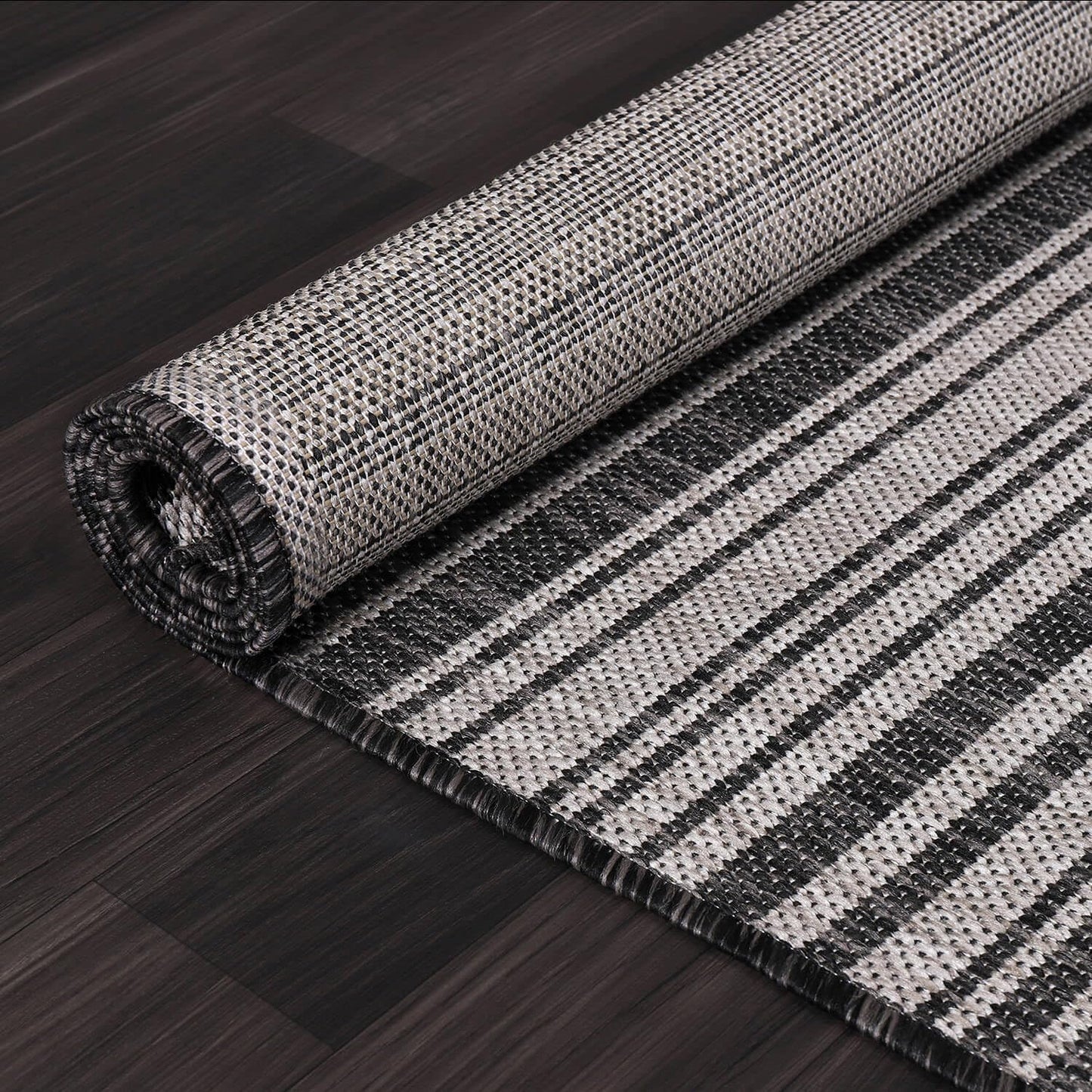 Luul Home Stripe Outdoor Rug 5x7 Washable Outside Carpet for Indoor Patio Porch Waterproof Easy Cleaning Non Shedding Area Rugs Dark Gray 5 x 7