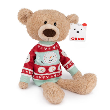GUND Toothpick with Holiday Sweater, Classic Teddy Bear Stuffed Animal for Ages 1 and Up, Beige/Red/White, 15”