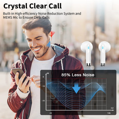 Wireless Earbuds, Bluetooth 5.4 Headphones NEW Wireless Headphones with 4 ENC Mic, 56H Bluetooth Earphones in Ear Noise Cancelling Deep Bass, Mini Ear Buds Bluetooth Earbuds IP7 Waterproof LED Display