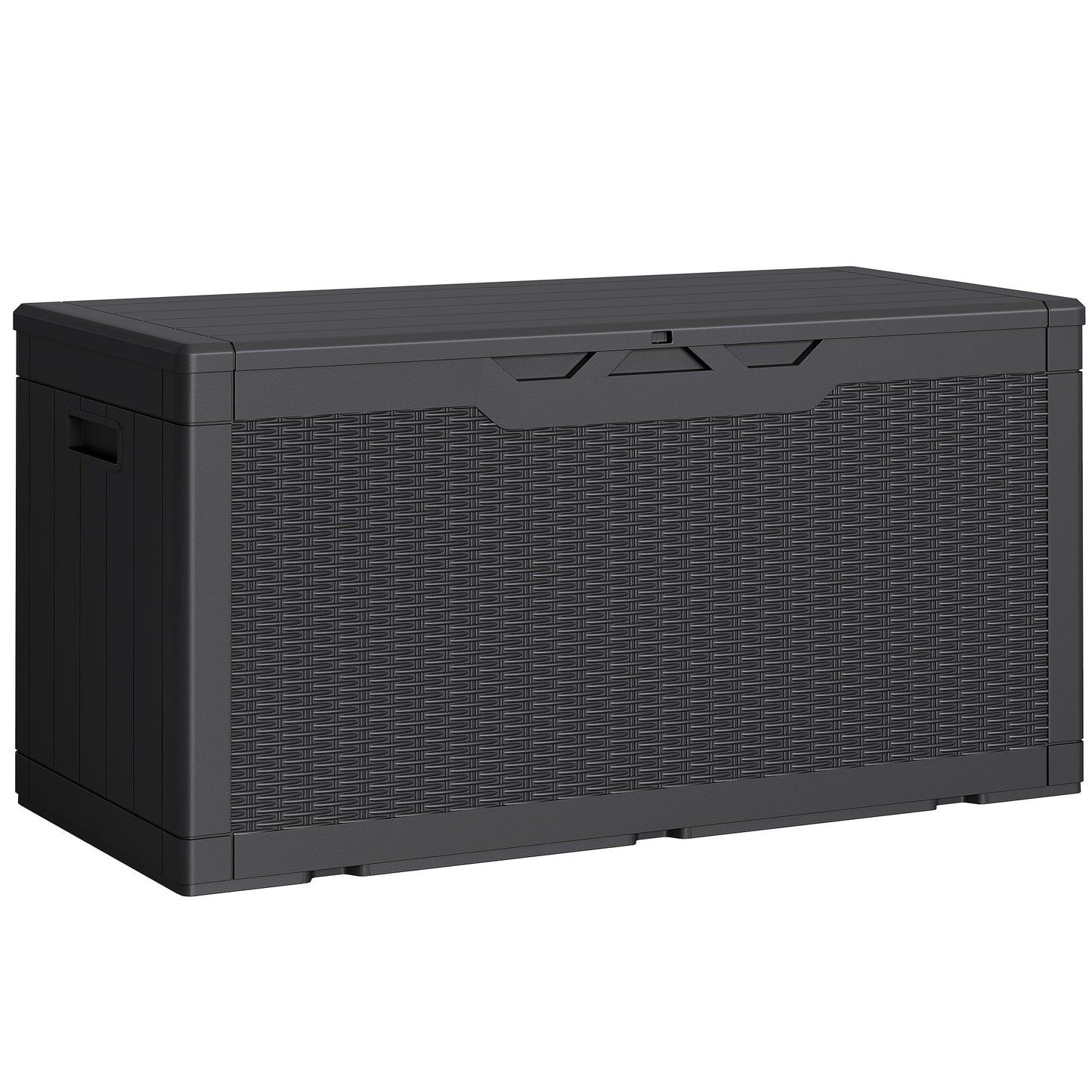 Greesum Outdoor Storage Box 100 Gallon Storage Bin with Lid for Patio Furniture, Garden Tools, Pool Supplies, Lockable, Waterproof and UV Resistant, Black