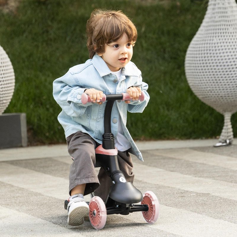 QPlay Toddler Scooter Ages 1 to 6 | Up to 110 Lbs | Kick Scooter with Adjustable Push Handle Height, Lights on Deck & 3 Wheels, Kids Ages 2 to 5 Boys & Girls Gifts (Violet) (Green)
