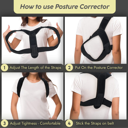 Cervical Neck Traction Device & Posture Corrector for Women and Men, Inflatable Neck Stretcher Brace for Decompression, Adjustable Upper Back Brace & Elastic Support (Carbon Black)