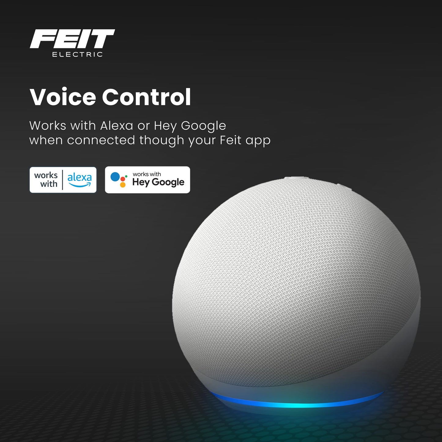 Feit Electric BR30 Smart Flood Light Bulb,2.4GHz WiFi Color Changing and Dimmable, No Hub, Works with Alexa or Google Assistant, BR30/RGBW/CA/AG, 65W, Multi-Color (RGBW), 1 Count (Pack of 1)