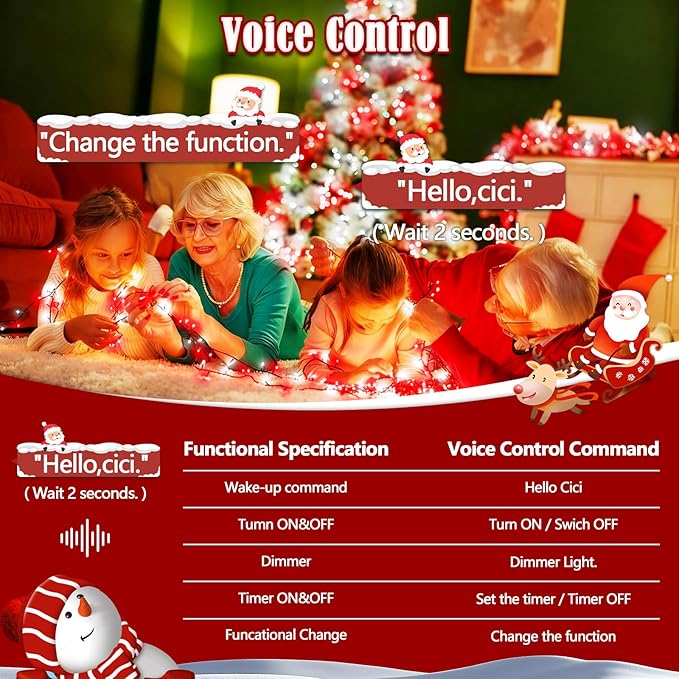 BHCLIGHT 240LED Christmas Voice Control String Lights Red & White