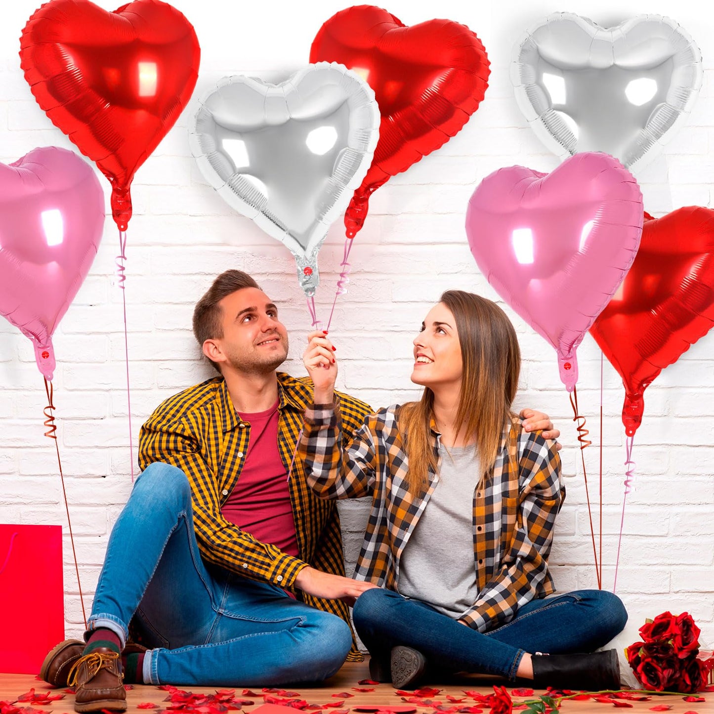 12 Pcs Red Heart Balloons,18 Inch Heart Foil Balloons Love Balloon Valentine Balloon for Birthday Party Wedding Engagement Party Baby Shower Valentine Day Decorations (red)