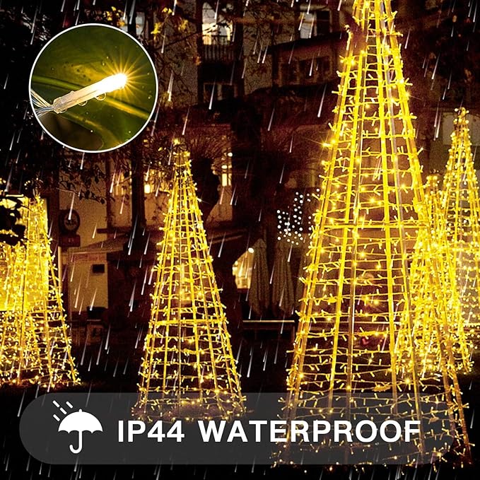suddus 300 Led Connectable Christmas Lights Outdoor Waterproof, 99ft Christmas Tree Light Plug in with Remote, Warm White String Lights Indoor for Xmas Holiday Yard Party Porch Patio Garden Decor