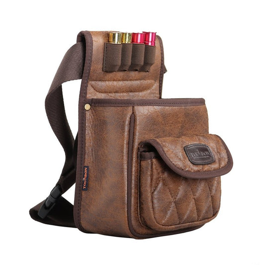Tourbon PU Leather Sporting Shotgun Shell Pouch Shooter's Clay Trap Skeet Shooting Bag for Range Field