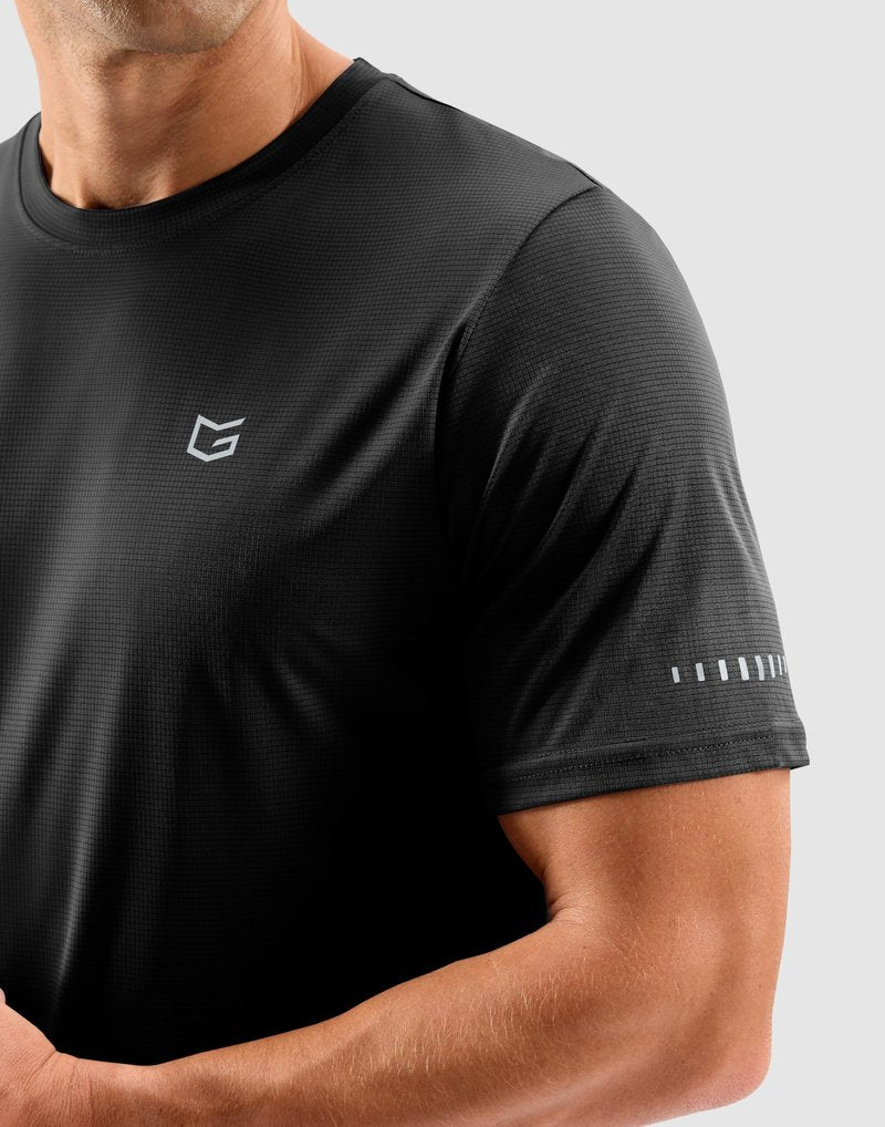 Men's Workout Breathable T-Shirts Dry Fit UPF 50+ Sun Shirts Moisture Wicking Cooling Tee for Athletic, Running, Hiking (Black, M)