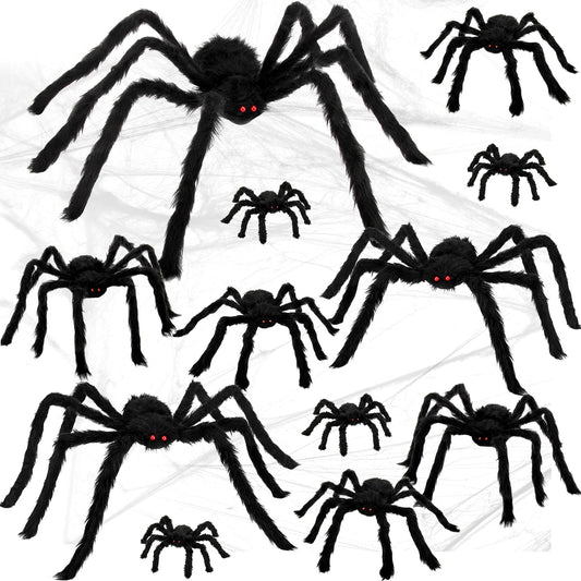 Colovis Halloween Spider Decorations, 12PCS Giant Spiders Outdoor Halloween Decorations, Realistic Large Scary Spider Props for Indoor, Home, Yard, Party Creepy Decor