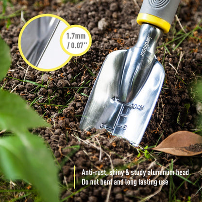JARDINEER Stainless Steel Garden Tools Set, Including 5 Basic Garden Hand Fork and Trowel Set, Garden Glove and Pruner, Tote Bag, Gardening Tools for Women Men Mum