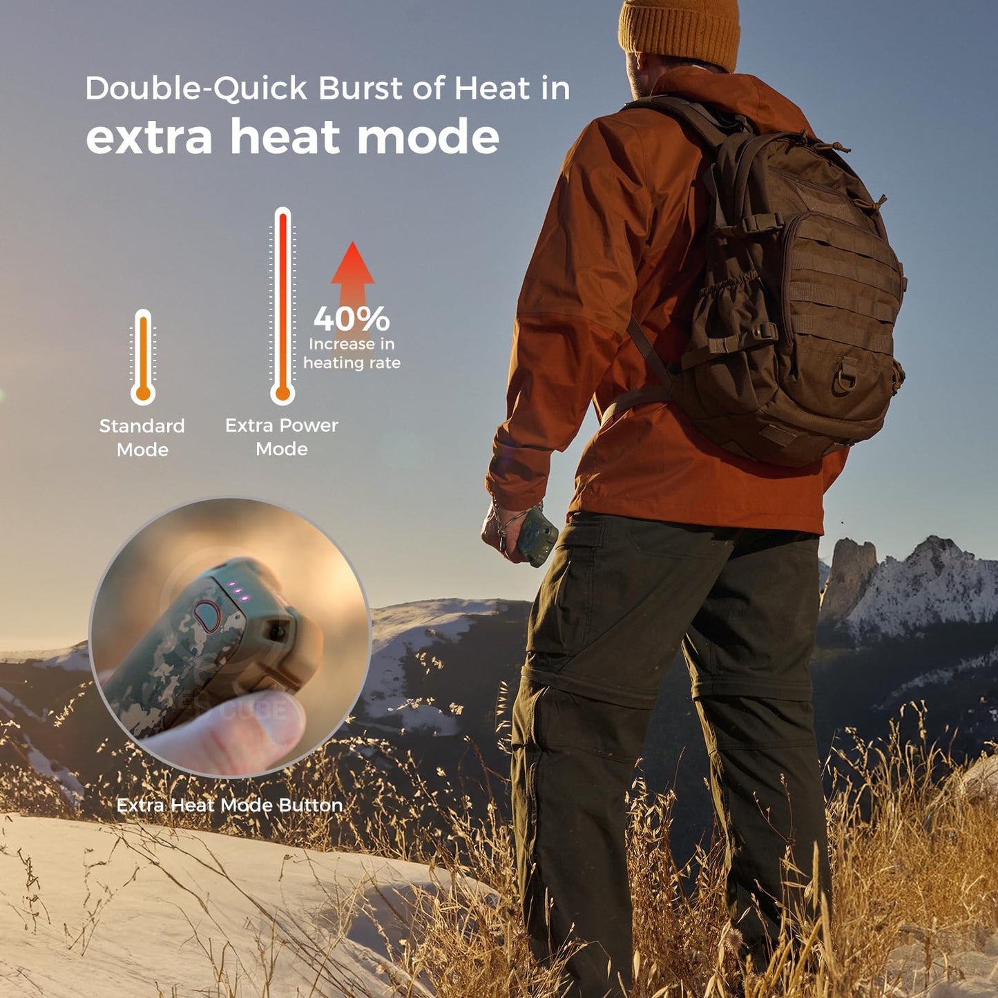 OCOOPA IP56 Waterproof Hand Warmers Rechargeable 10000mAh, Extra Heat Mode,16hrs Heat, Handwarmer with Torchlight, PD & QC Electric Hand Warmer, Winter Outdoor Gifts for Men Hunting Camping Hiking