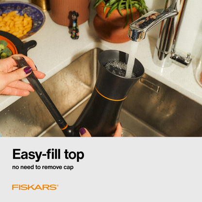 Fiskars Small Watering Can (40 oz) for Indoor Gardening, Water Can for Indoor Plants, Anti-Drip and Removable Nozzle, Made with Recycled Plastic