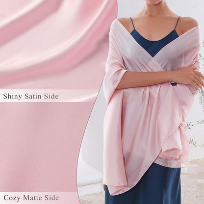 RIIQIICHY Ladies Pink Scarf Pashmina Shawls and Wraps for Weddings Like Silk Chffion Scarf for Women Evening Dresses