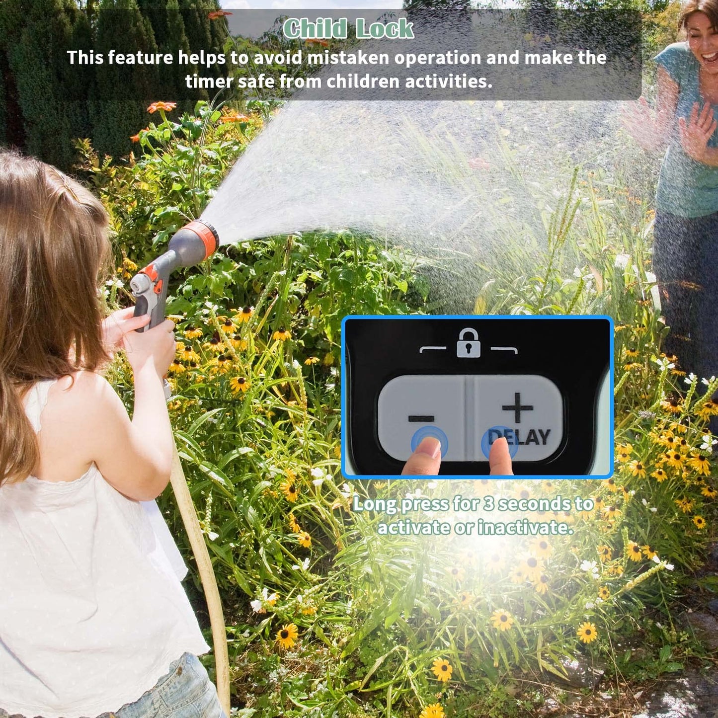 Johgee Water Timer, Watering Computer, Control Irrigation System for Garden Lawn, Automatic Irrigation, Rain Delay, Manual Control and Child Lock