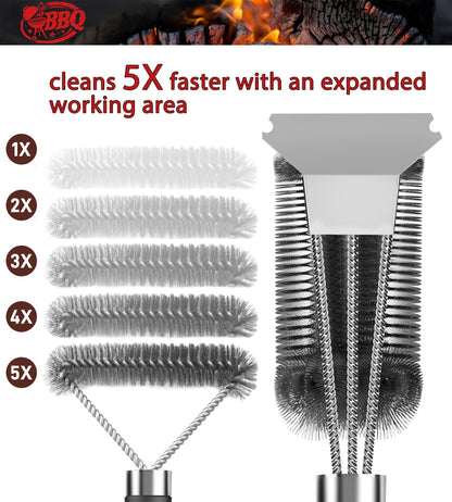 TNTOR Grill Brush, BBQ Cleaner Cleaning Brush with Stainless Steel Scraper, Bristles and Extra long Handle, BBQ Wire Brush for Charcoal Grill, Electric Grill, Gas Grill.