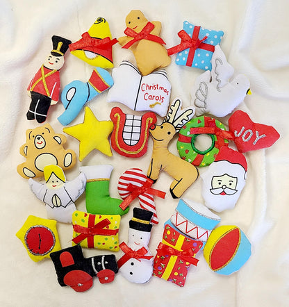 Merry Christmas Green Tree Advent Calendar by Pockets of Learning | Festive Holiday Décor, Seasonal Fabric Wall Hanging | Cloth Christmas Countdown w/ 24 Stuffed Cloth Ornaments