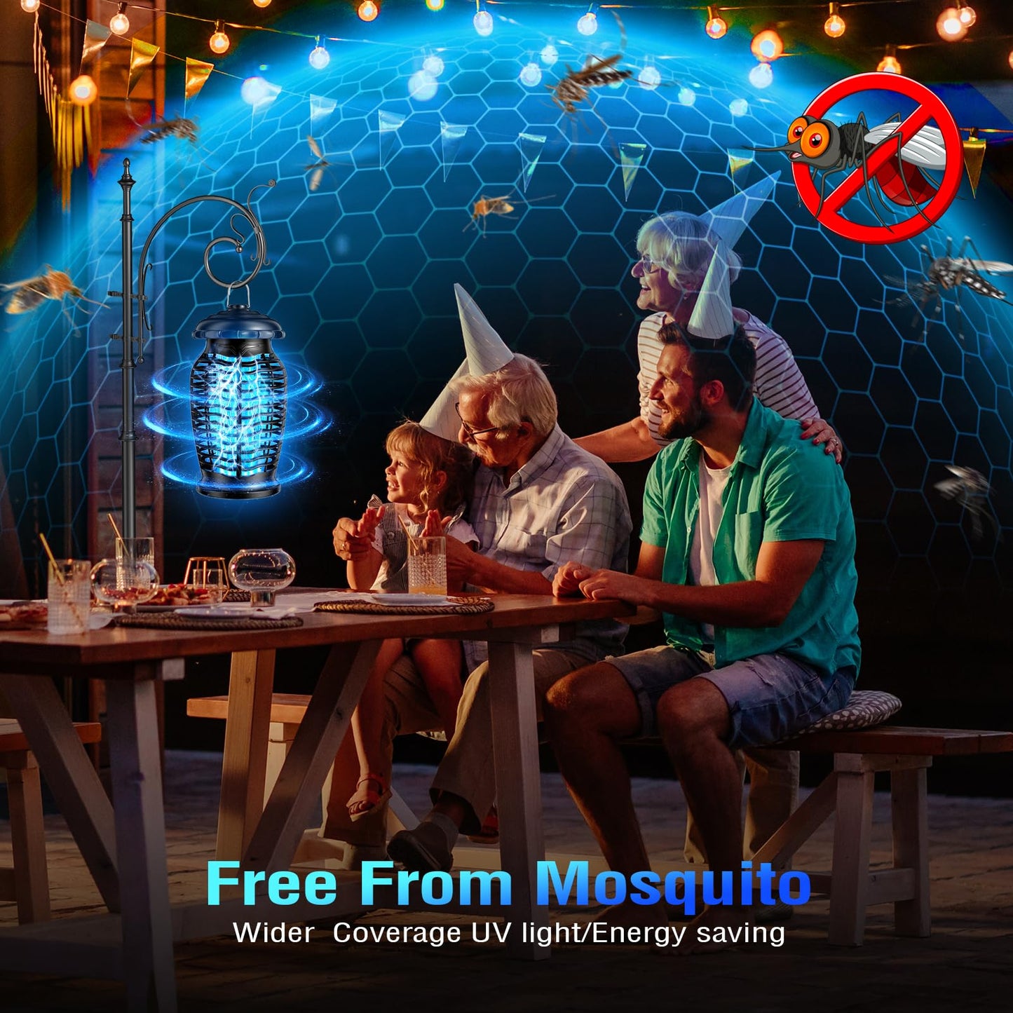 CACULE Bug Zapper Outdoor 4200V Electronic Mosquito Zapper Fly Traps Outdoor Mosquito Repellent Killer Inside/Outside for Home, Patio, Backyard, CA-Blue A1