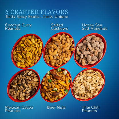 Gourmet Nut Gift Box for Men - 6 Unique Handcrafted Snacks, Ideal Gift for Dad, Birthday, or a Bold Snack Adventure