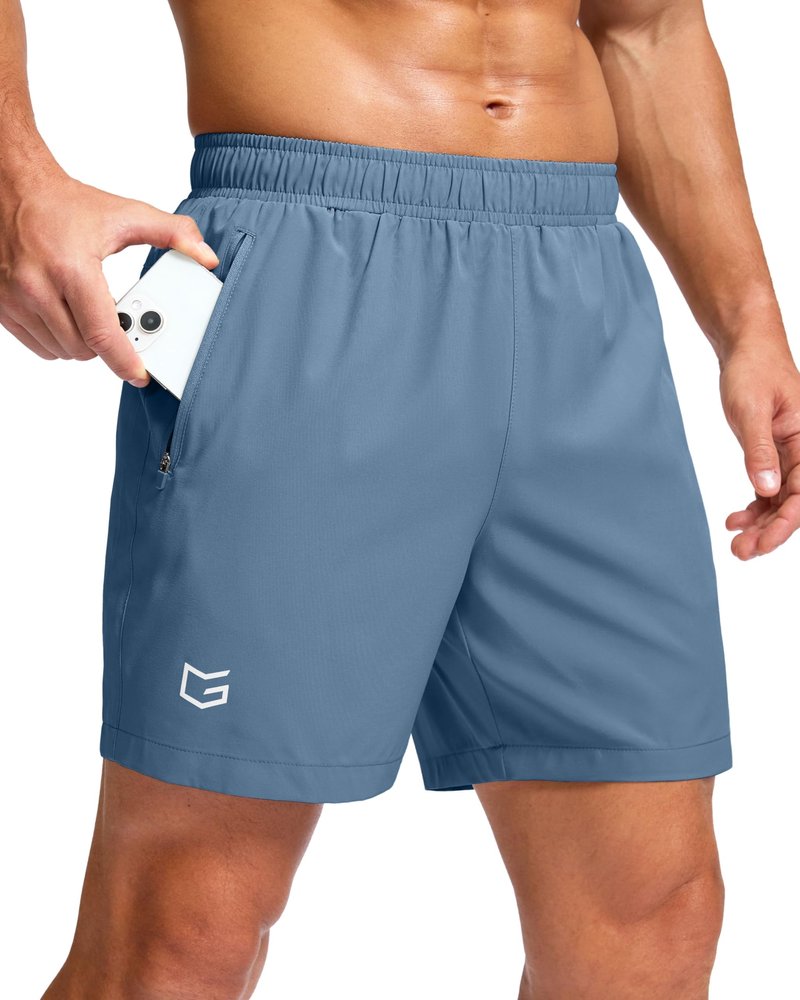 G Gradual Men's Athletic Running Shorts with Zipper Pockets Quick Dry 7"/ 5"/ 9" Workout Gym Shorts for Basketball Hiking(Federalblue,5XL)