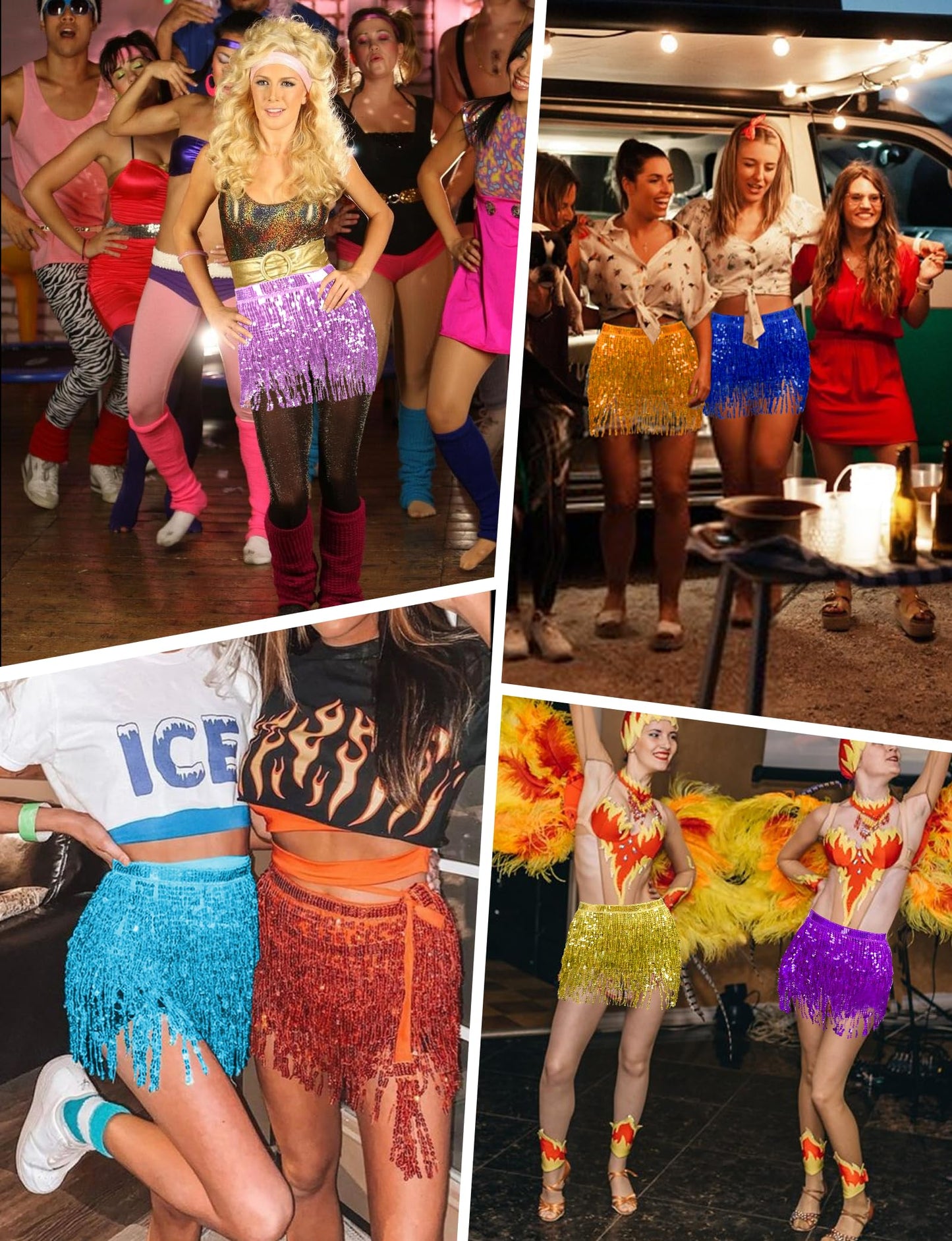 Sequin Tassel Skirt Belly Dance Hip Scarf Wrap Sparkly Tinsel Fringe Skirt Rave Festival Outfit Halloween Costume for Women Glitter Hannah Montana Preppy Cowgirl Disco Sequence Shimmer Cloth Pink 90