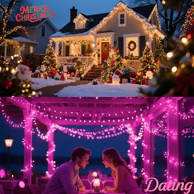 Green Halloween Lights Battery Powered, 2 Pack Total 66.6 FT 200 LED Green String Lights Indoor Outdoor Christmas Decoration, Twinkle Fairy Light for Classroom Home Party Room Xmas Tree Party Decor