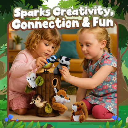 The Puppet Company Hideaway Tree House – Soft Plush Finger Puppets for Toddlers and Babies – Interactive Toy Set for Storytelling, Learning, Imagination, Roleplay and Fun Games