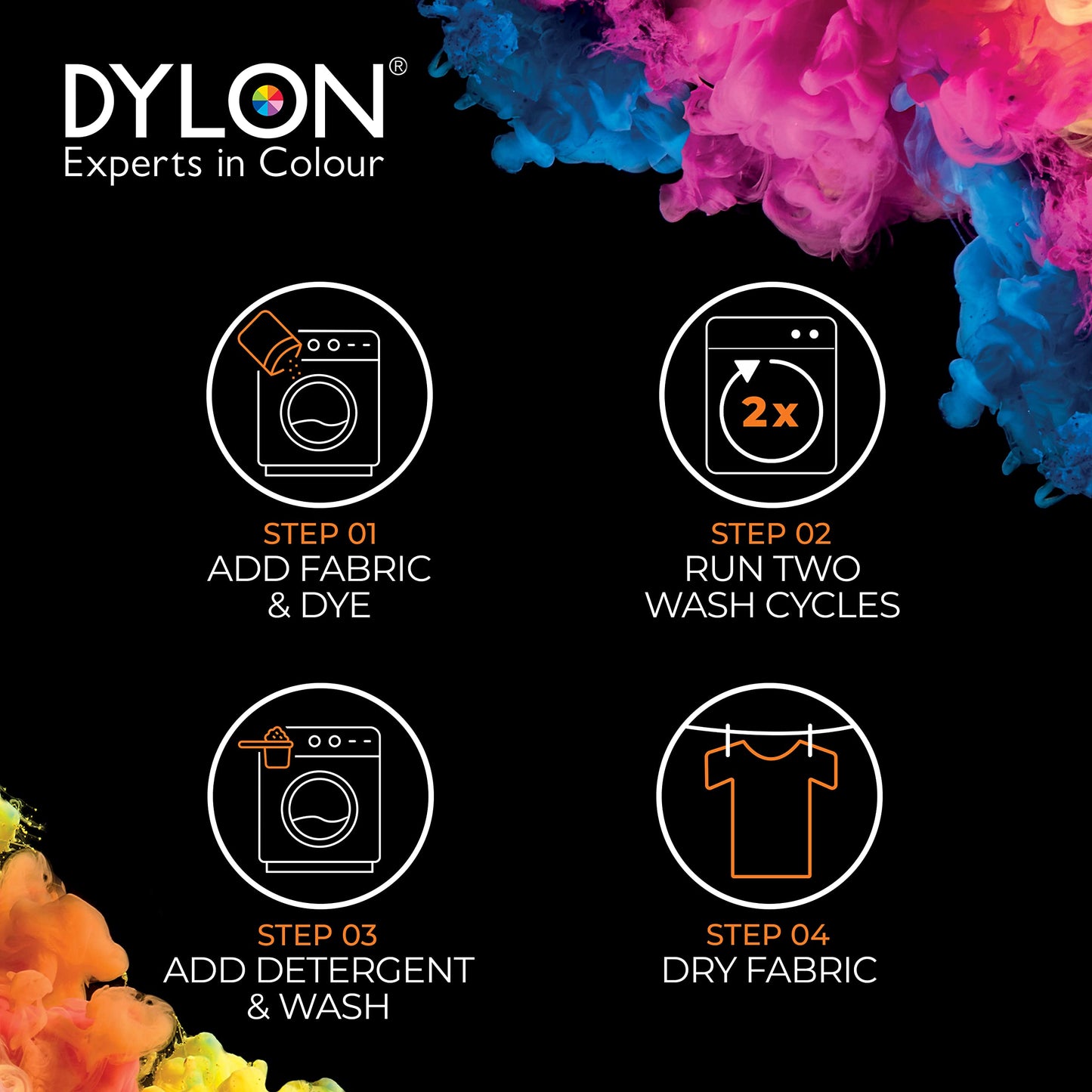 Dylon Wash and Dye used Worldwide by Best Designers, Suitable for Natural Large Fabrics, Multi-Purpose, Permanent and Easy to Apply, Color: Velvet Black