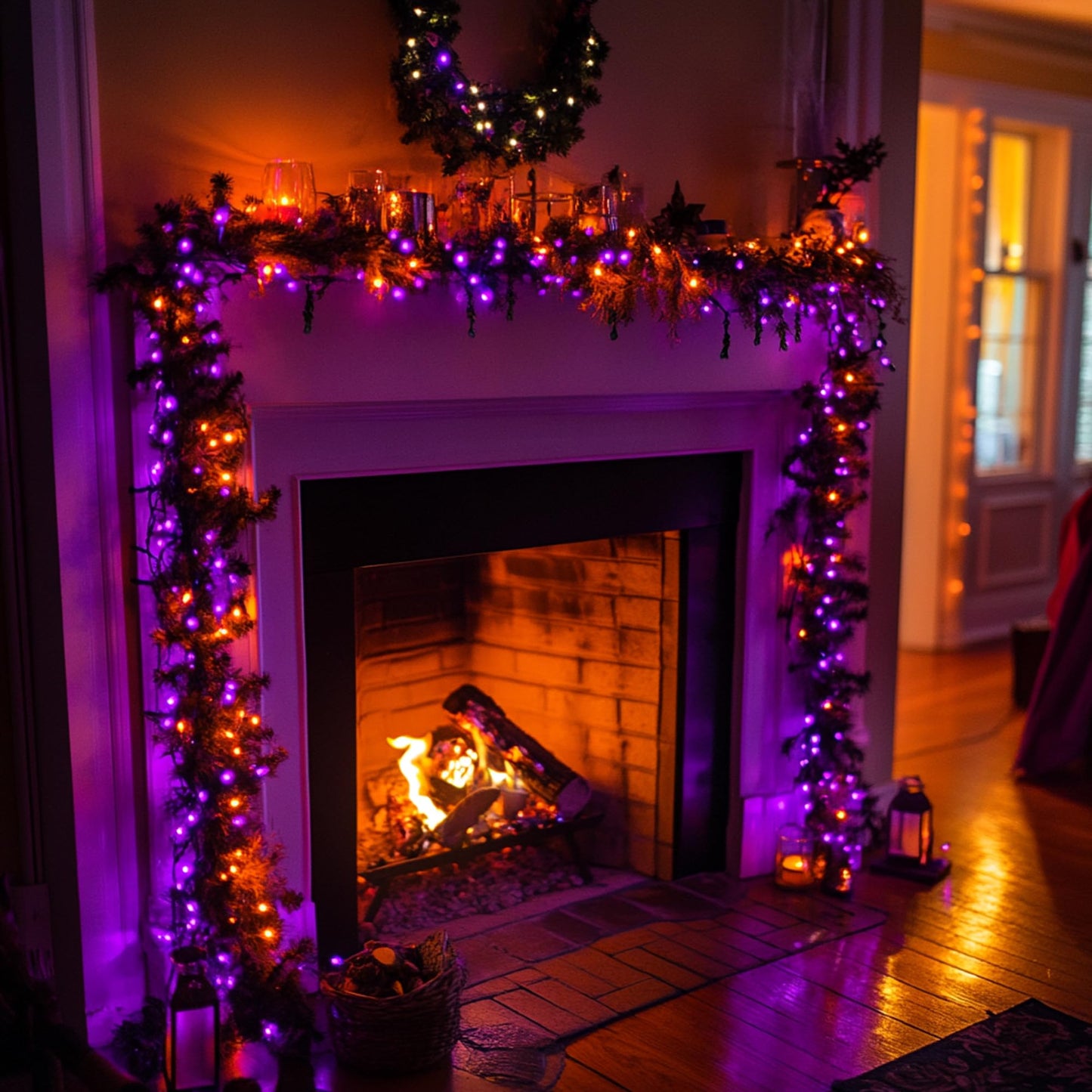 Dazzle Bright Outdoor Halloween String Lights, 1000 LED 328 FT Plug in Fairy Light with Remote Control 8 Modes & Timer, Waterproof Decoration for Home Garden Yard Wedding, Purple and Orange