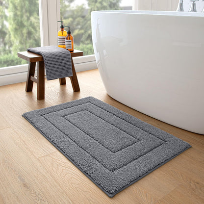 DEXI Ultra Soft Bath Mat 40 x 60 cm, Non-Slip Absorbent Microfiber Mats, Machine Washable Quick Dry Rugs, Bathroom Accessories Decor, Grey