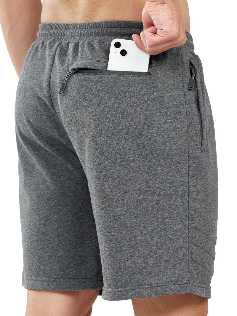 NORTHYARD Men's Athletic Running Shorts Cotton Casual Shorts with Zipper Pockets 7" Workout Gym Sweat Shorts Smoke Heather 3XL