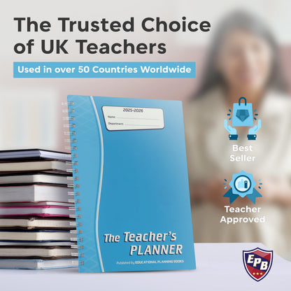Educational Planning Books - The Teachers Planner 2025-26 & Academic Diary | (A4, 6 Periods) | Page-a-Day & Undated, with Dedicated Pages for Year Planning, Exams, Marking, Contacts - Purple (TP3-P)
