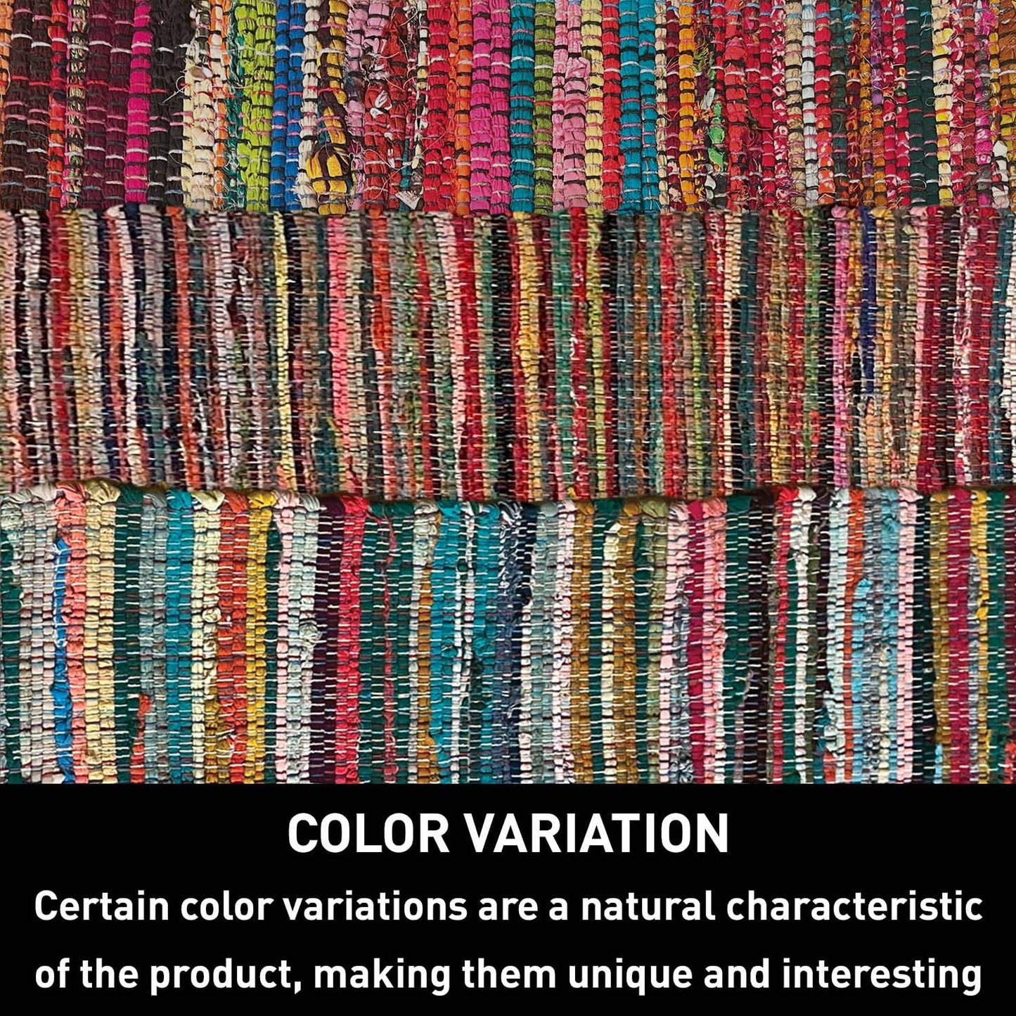 Chardin home - Eco Friendly 100% Recycled Cotton Colorful Chindi Runner Area Rug - 2'x5'