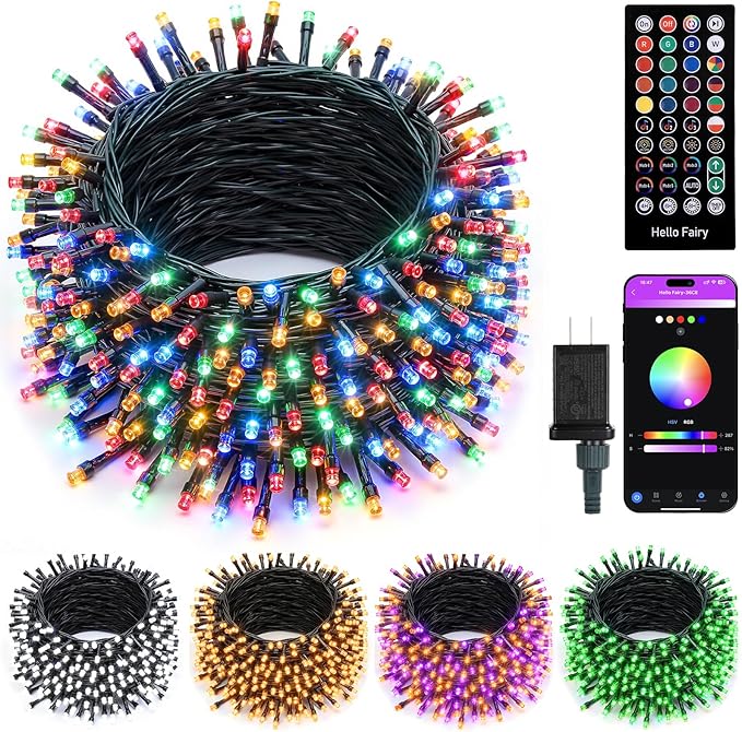 Minetom LED Color Changing Smart RGB Christmas Tree Lights, 165ft 500LED String Lights, 16 Milion Adjustable Colors Fairy Lights with Remote & Timer & Memory Function for Xmas Tree Holiday Party