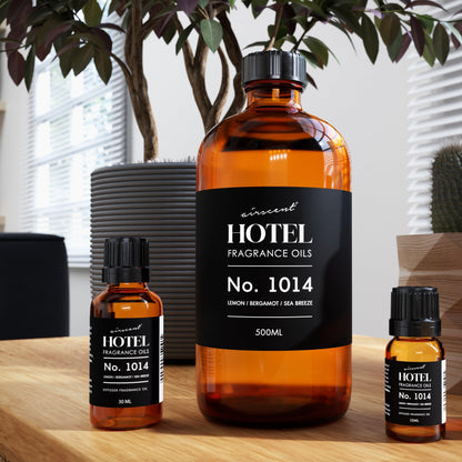AirScent Hotel Diffuser Oil No. 1014 Inspired by The 5-Star Hotel Scent - Lemon Bergamot Sea Breeze - Fragrance Oil for Ultrasonic and Waterless Diffusers and Crafting - 10 mL, 0.34 fl oz Glass Bottle