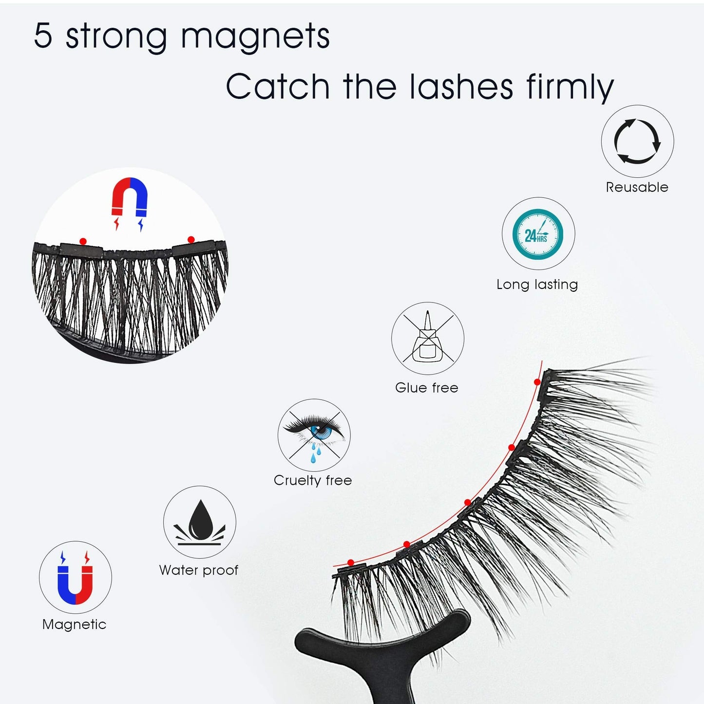 Alcastar Magnetic Eyelashes with Eyeliner Kit, Light weight Magnetic Lashes Natural Look, Reusable,Long Lasting, (KIT 005)