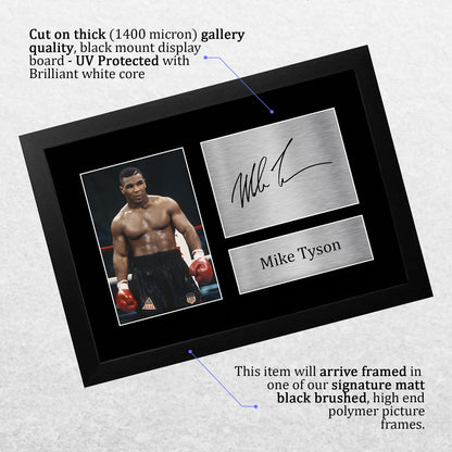 HWC Trading FR Mike Tyson Gift Signed FRAMED A4 Printed Autograph Boxing Gifts Print Photo Picture Display